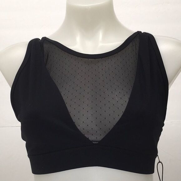 New GAIAM BLEEKER HIGH NECK BRA W/DOT MESH (solid - Picture 1 of 8